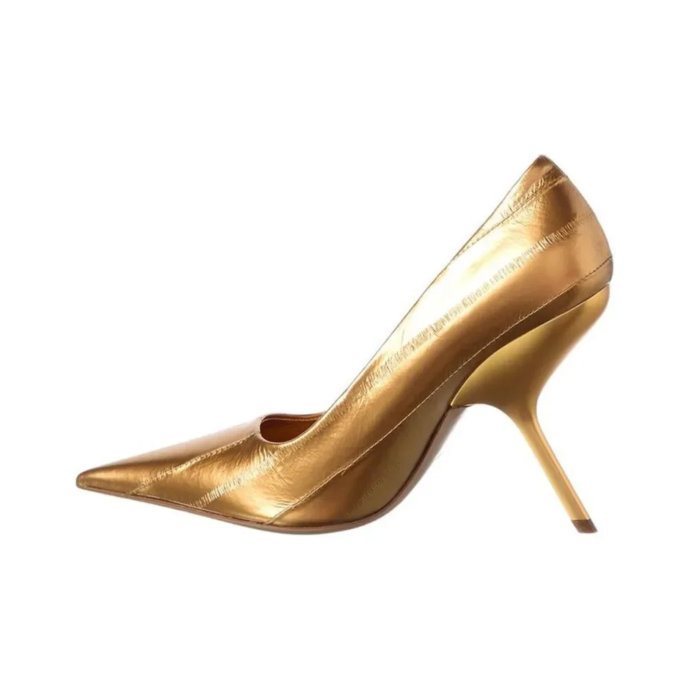 Ferragamo Leather Pump, Metallic
